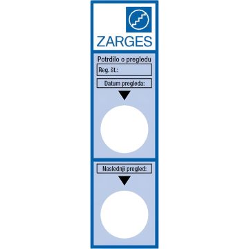 Naljepnica Zarges za pregled 891 209